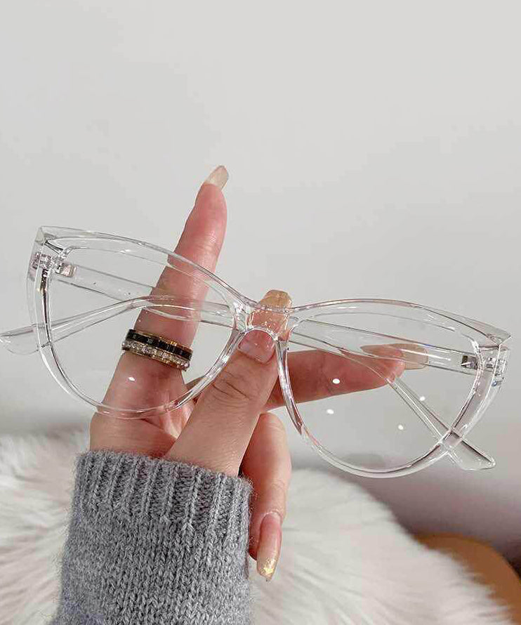Simple Transparent Resin Cat Eye Color-Changing Full Frame Reading Glasses