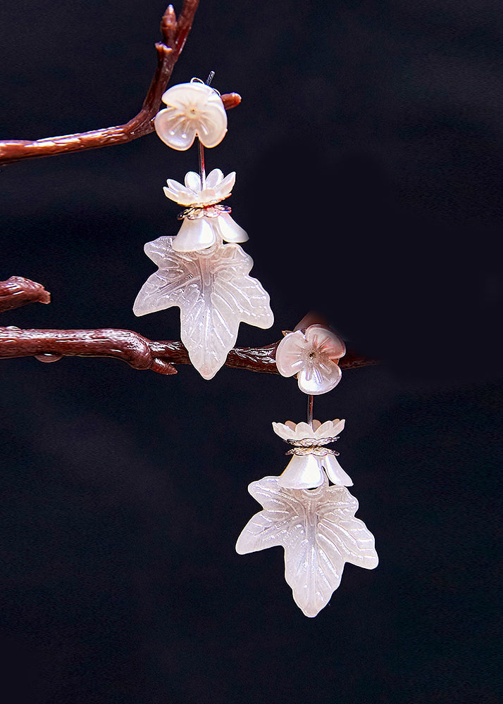 Simple White Leaf Acrylic Drop Earrings - Omychic