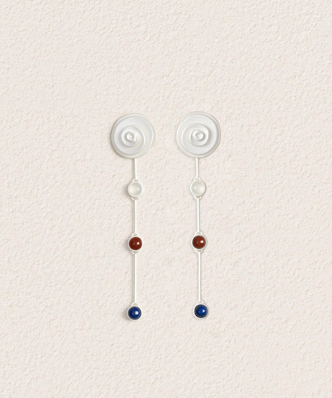 Simple White Sterling Silver Gem Stone Agate Conch Drop Earrings