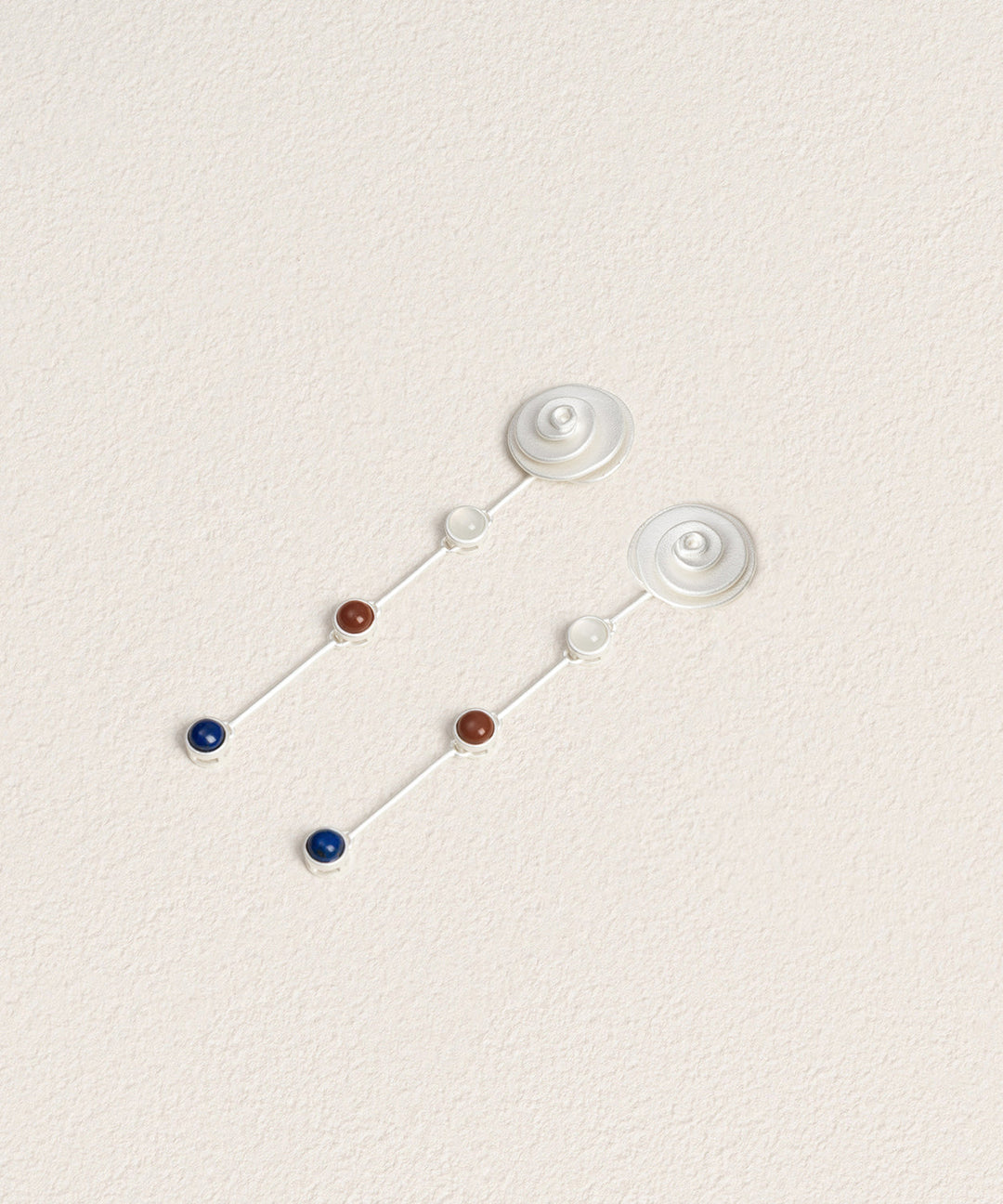 Simple White Sterling Silver Gem Stone Agate Conch Drop Earrings