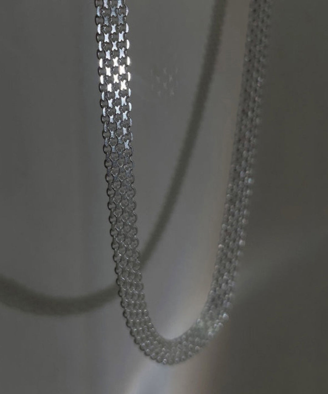 Simple White Sterling Silver Hand Woven Collar Necklace