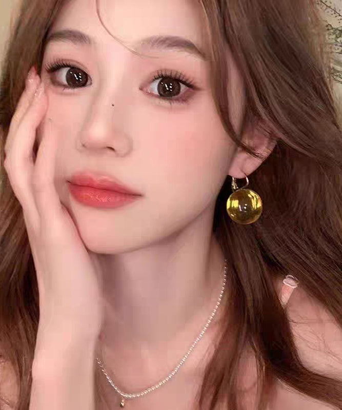 Simple Yellow Acrylic Alloy Spher Hoop Earring