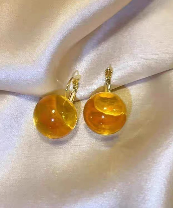 Simple Yellow Acrylic Alloy Spher Hoop Earring