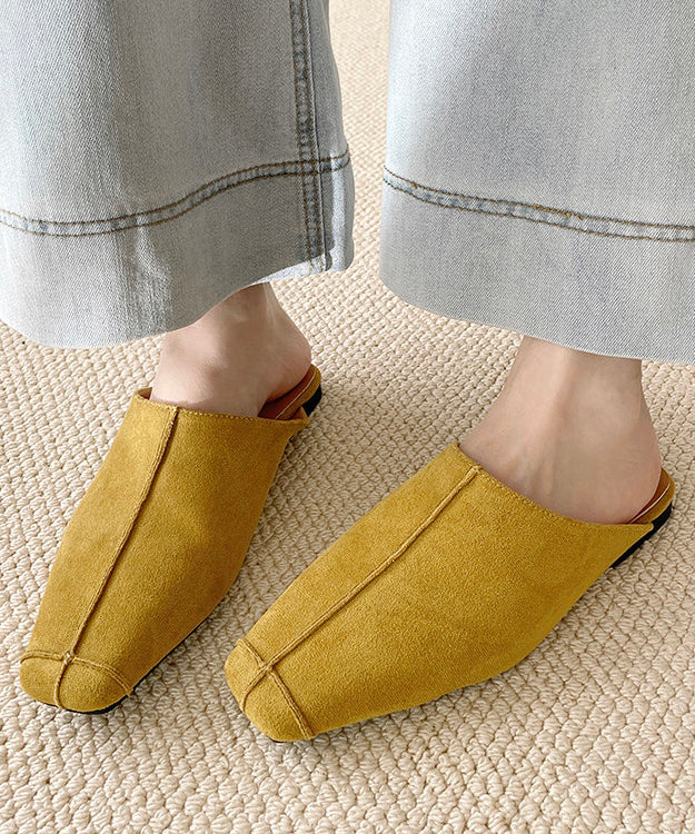 Simple Yellow Faux Leather Unique Flip Flops