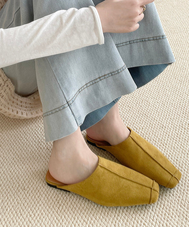 Simple Yellow Faux Leather Unique Flip Flops