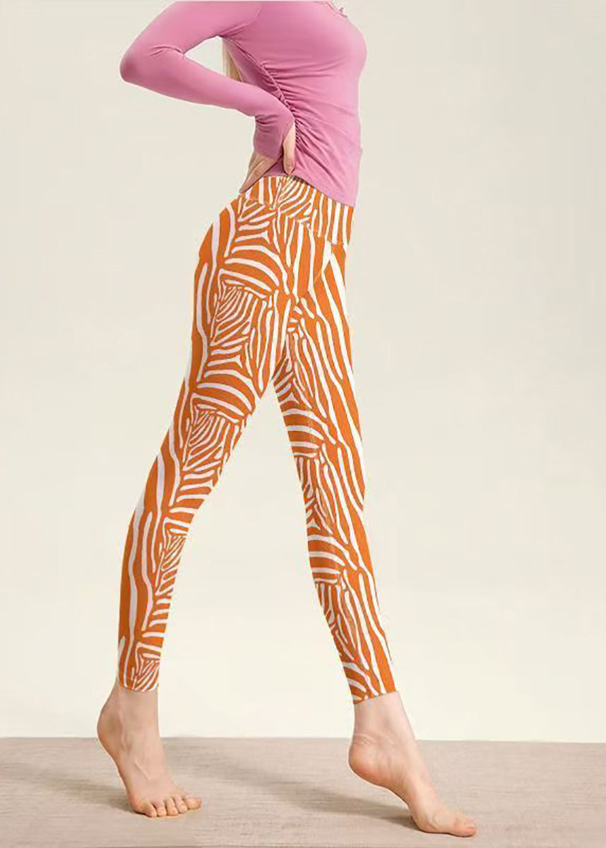Simple Zebra Pattern Print High Waist Pilates Capri Running Leggings