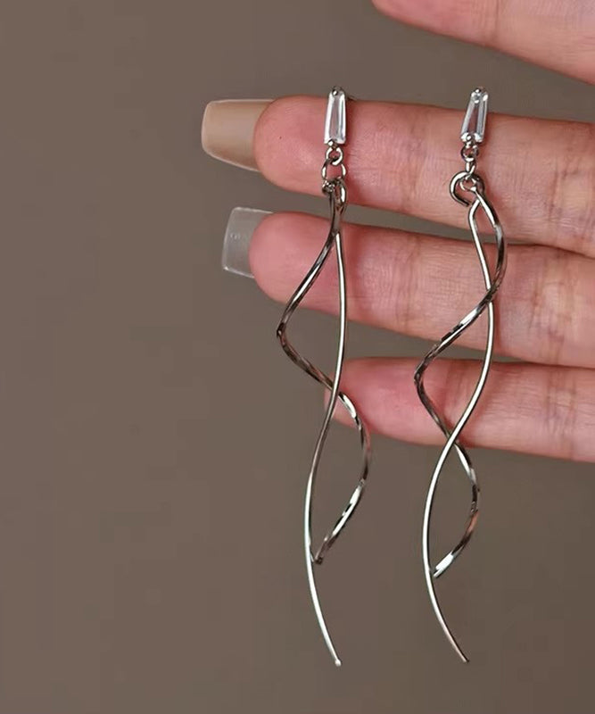 Skinny Gold Copper Tassel Line Drop Earrings