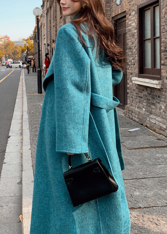 Sky Blue Woolen Trench Coats Oversized Winter