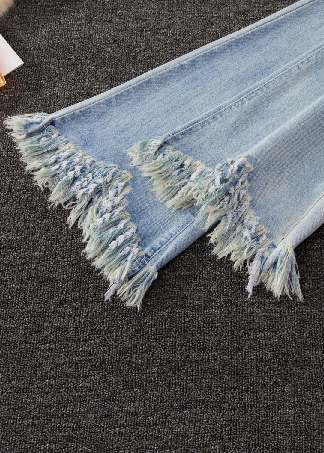 Slim Blue Tasseled High Waist Denim Flare Bottoms Summer