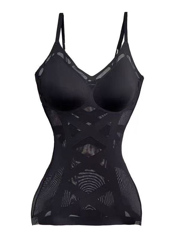 Slim Fit Black Backless Tulle Spaghetti Strap Tank Summer