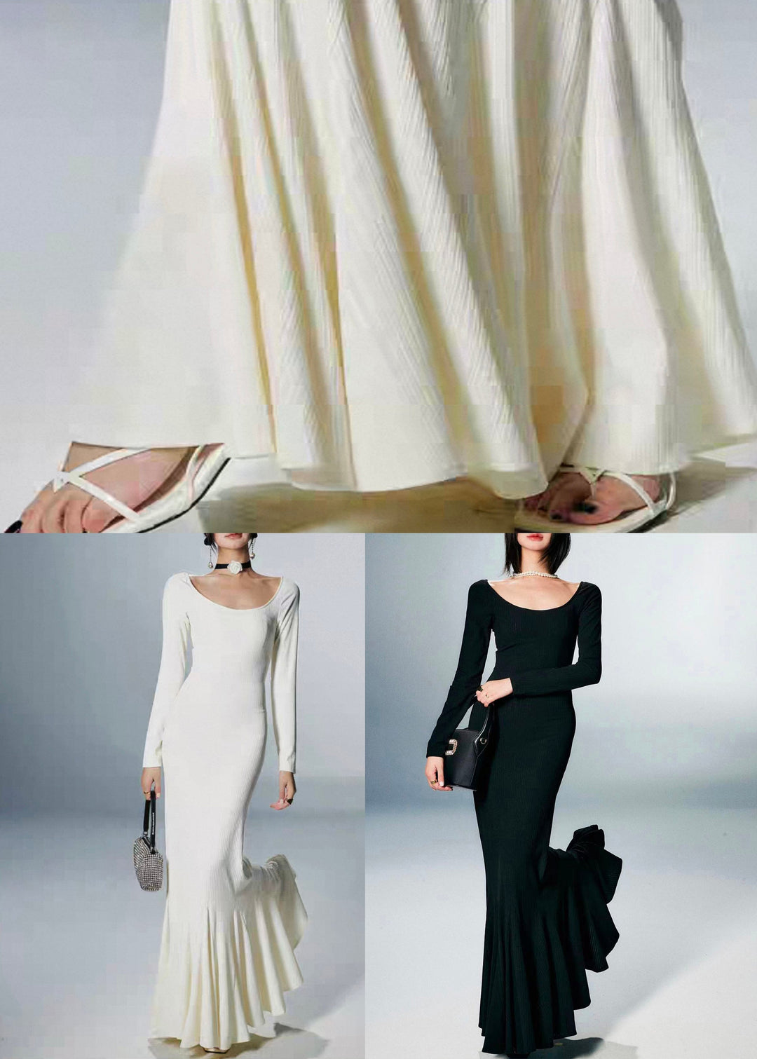 Slim Fit Black High Waist Solid Cotton Maxi Dresses Fall