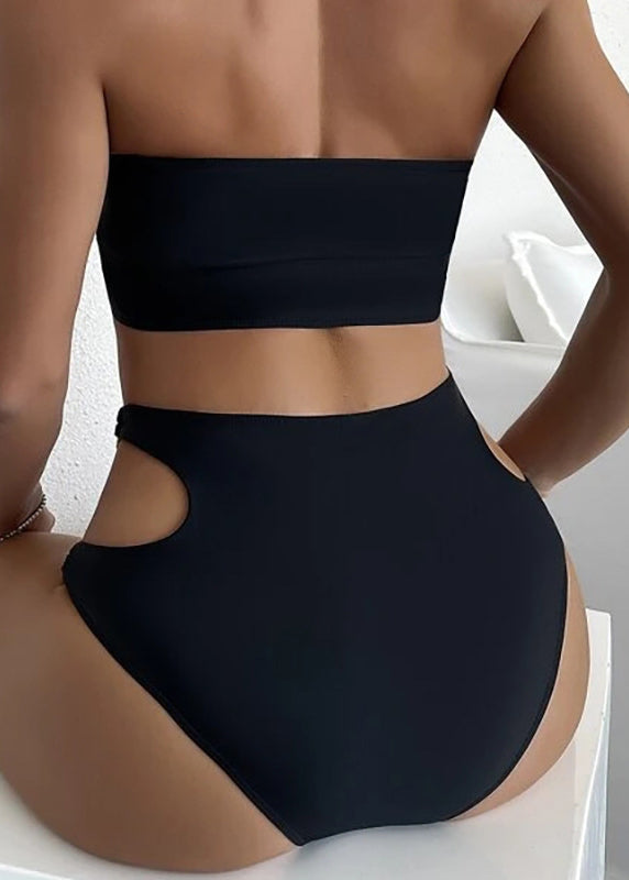 Slim Fit Black Hollow Out Lingerie Set