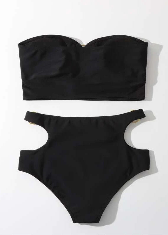Slim Fit Black Hollow Out Lingerie Set