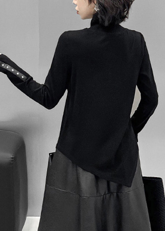 Slim Fit Black Patchwork Nail Bead Top Fall