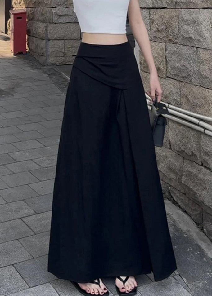 Slim Fit Black Side Open High Waist Cotton Skirts Summer
