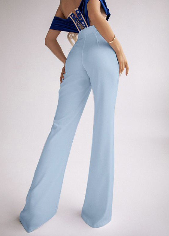 Slim Fit Blue Hollow Out Patchwork Spandex Pants Summer