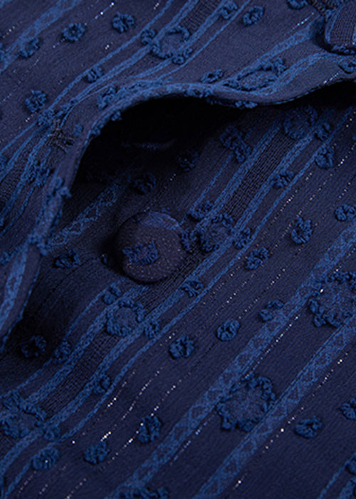 Slim Fit Blue Peter Pan Collar Button Chiffon Shirt Summer