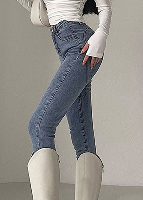 Slim Fit Grey Pockets High Waist Jeans Spring
