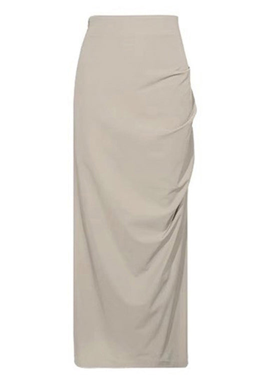 Slim Fit Khaki Side Open High Waist Cotton Skirts Summer