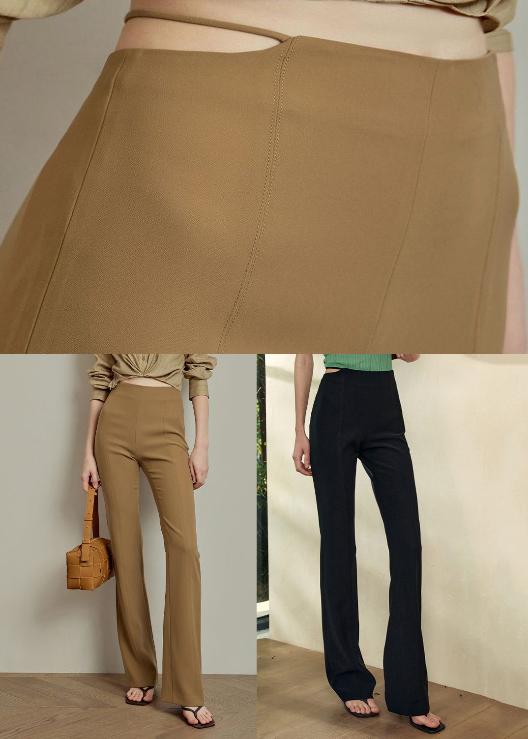 Slim Fit Khaki Solid High Waist Spandex Pants Summer