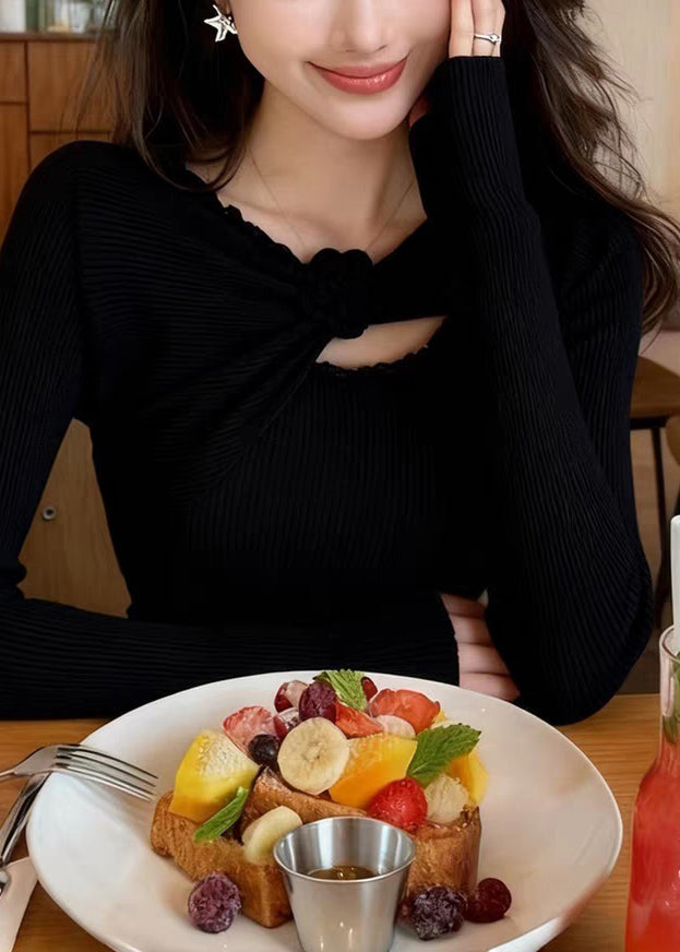 Slim Fit Oatmeal Floral Solid Knit Sweater Fall