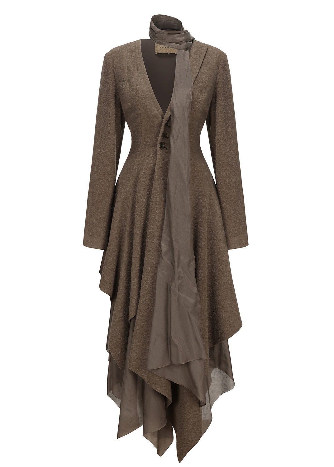 Slim Fit Olive Green V Neck Button Long Dress Fall