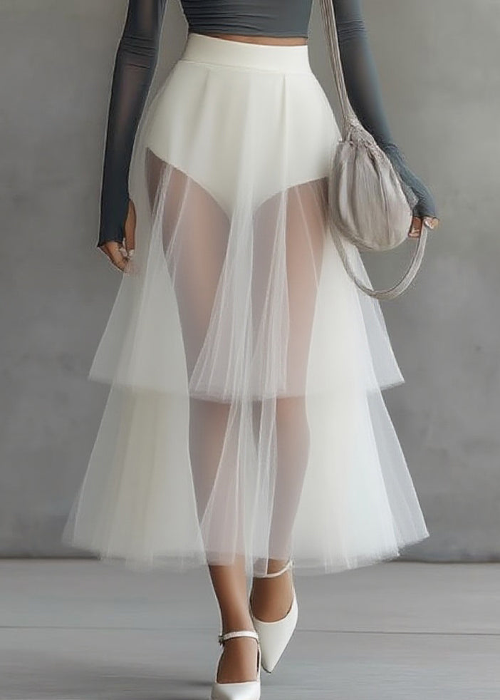 Slim Fit One Shoulder Top And Tulle Skirts Two Pieces Set Spring - Omychic