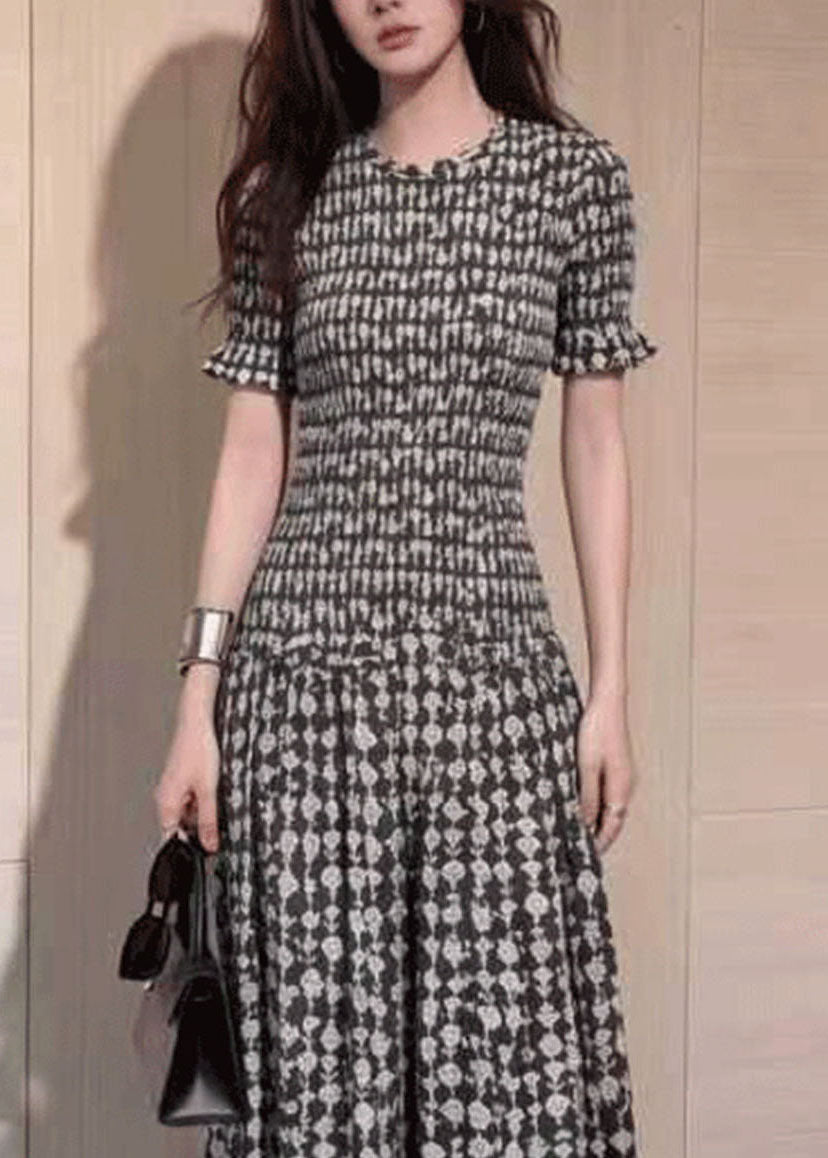 Slim Fit Plaid Print Holiday Long Dress Summer