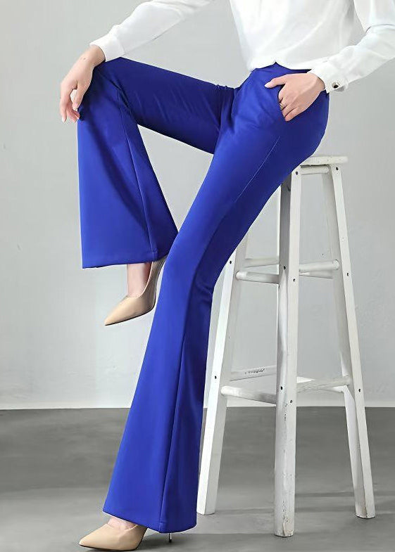 Slim Fit Red Pockets Elastic Waist Cotton Flare Bottoms Fall