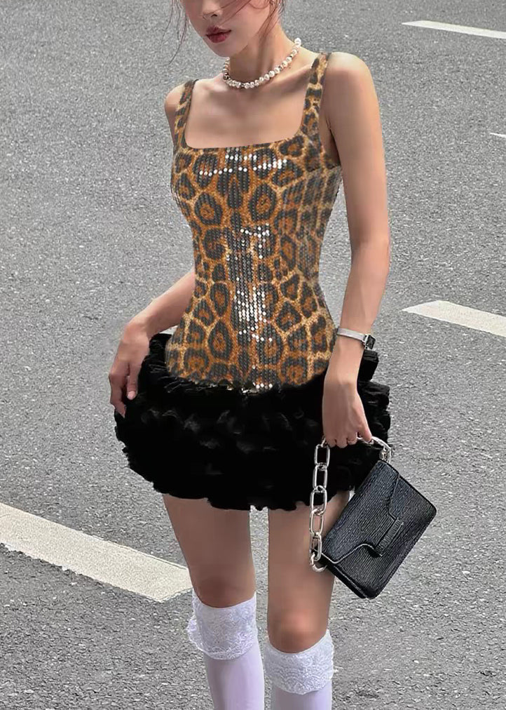 Slim Fit Silver Sequins Ruffled Patchwork Spaghetti Strap Dress Sleeveless