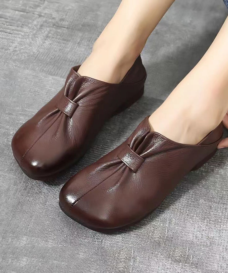 Soft Brown Splicing Wrinkle Flats Shoes