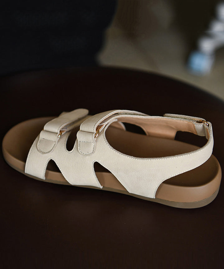 Soft Peep Toe Sandals White Cowhide Leather