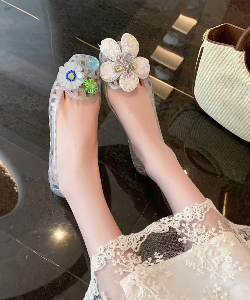 Soft Sheer Sandals Hollow Out Asymmetrical Design Sandals