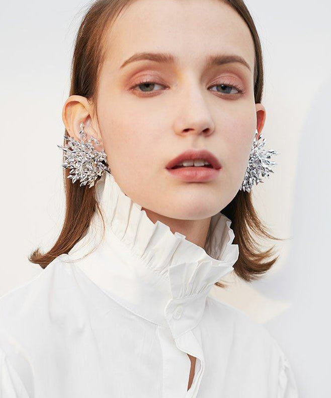 Sparkling Crystal Burst Statement Drop Earrings