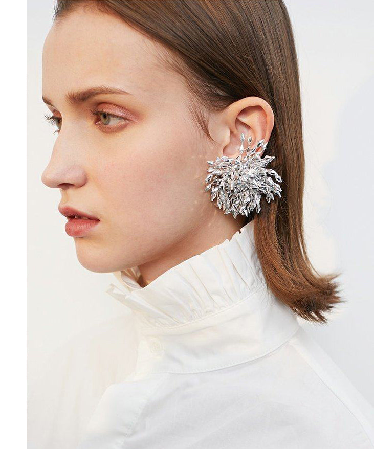 Sparkling Crystal Burst Statement Drop Earrings