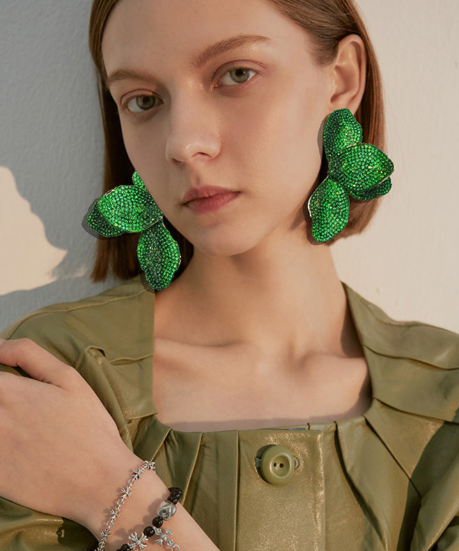 Sparkling Zircon Green Butterfly Dangle Earrings