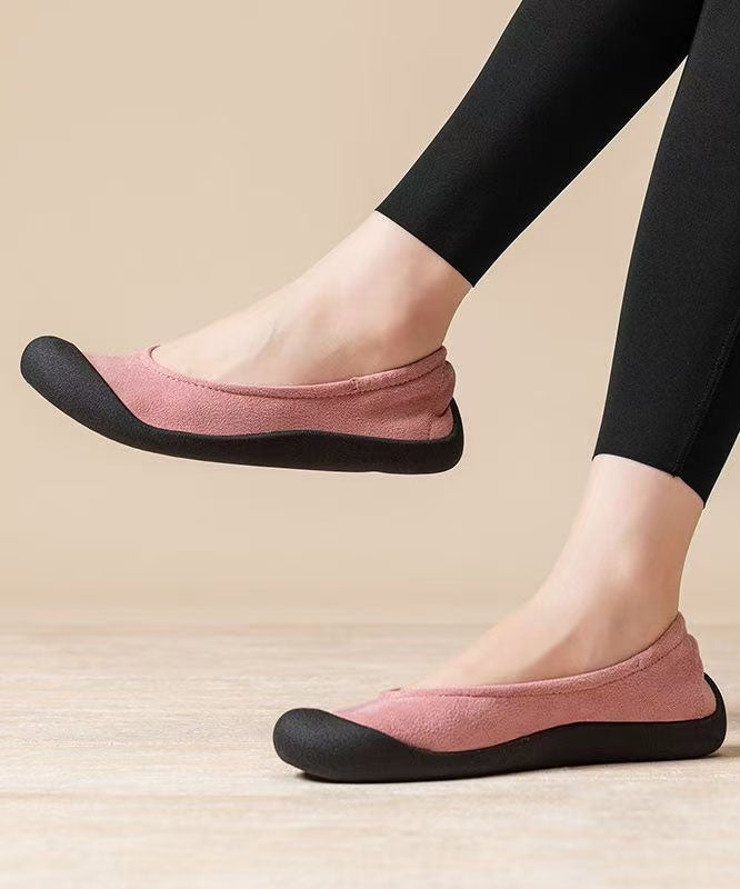 Splicing Pink Flat Shoes For Women Comfortable Flat Shoes
