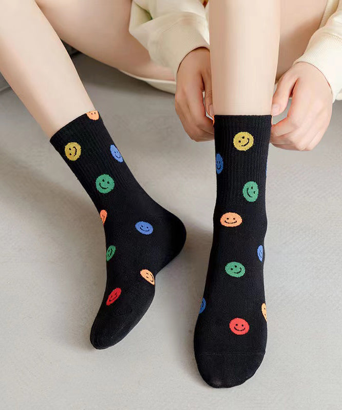 Spring Autumn Japanese Cute Smiling Face Mid Calf Socks