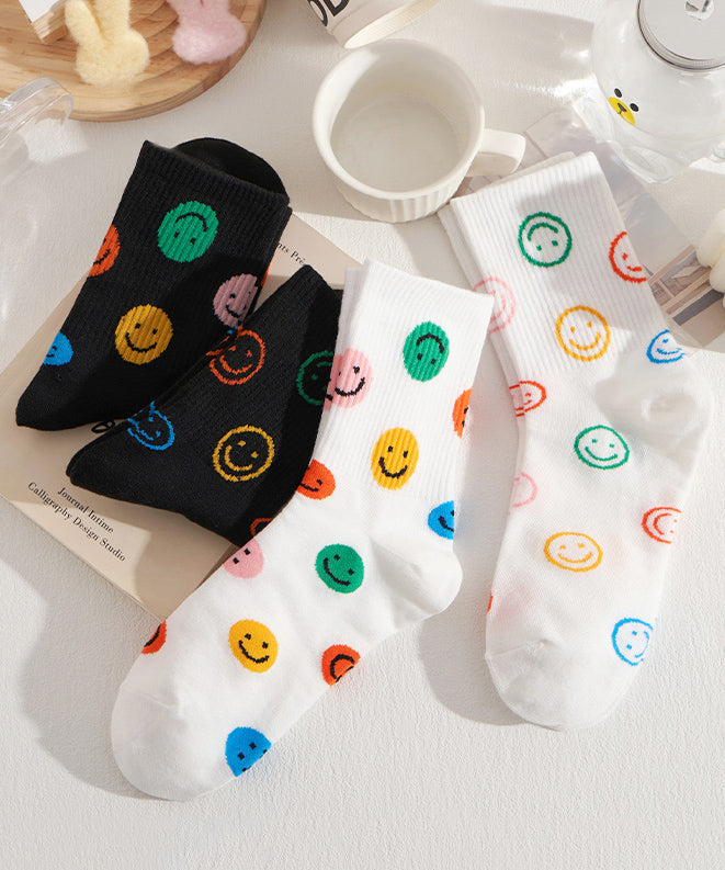 Spring Autumn Japanese Cute Smiling Face Mid Calf Socks