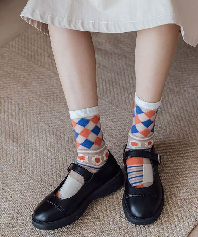Spring Summer Transparent Thin Cute Japanese Cotton Bottom Crew Socks