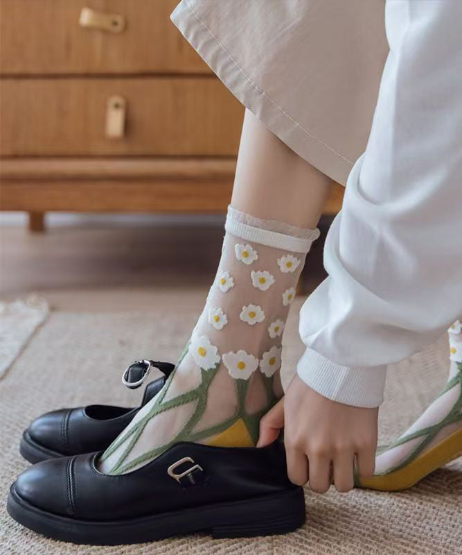 Spring Summer Transparent Thin Cute Japanese Cotton Bottom Crew Socks