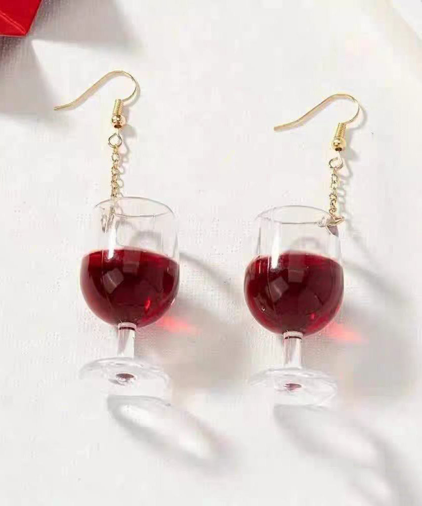 Street Personalized Creativity Red Wine Glass Earrings