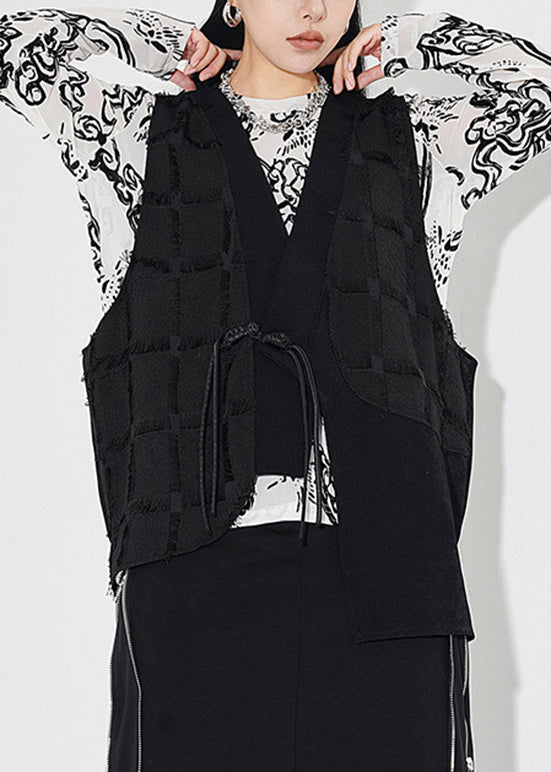Street Style Tassel Buckle Asymmetrical Design Sleeveless Vest Summer