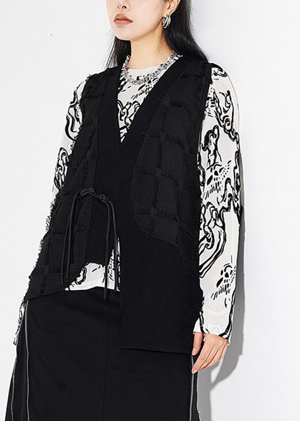 Street Style Tassel Buckle Asymmetrical Design Sleeveless Vest Summer