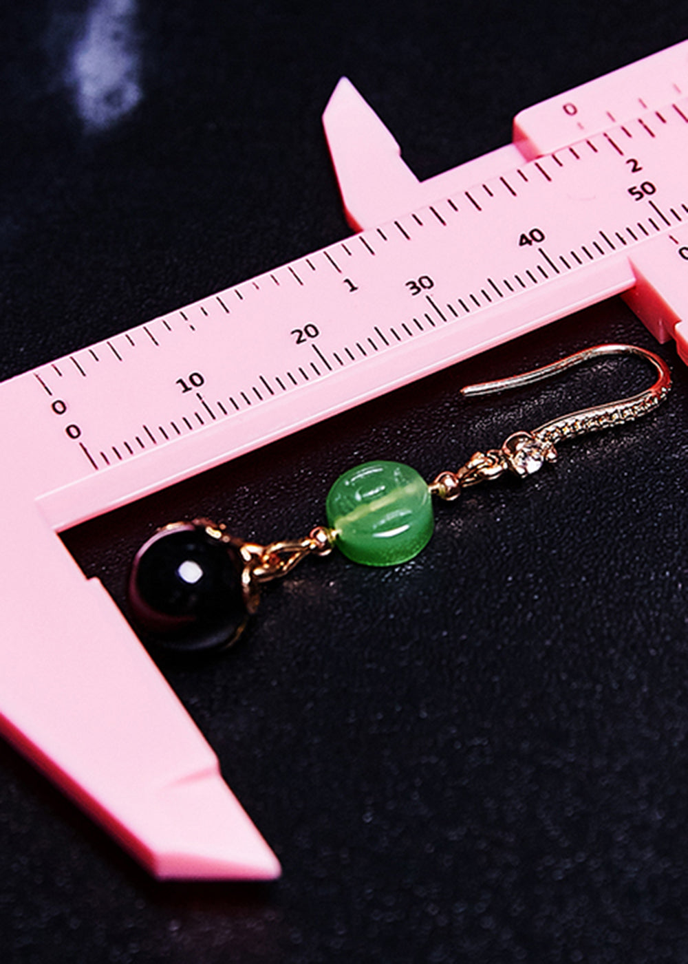 Style Black Agate Tassels Jade Drop Earrings