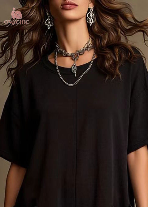 Style Black Oversized With Pockets Cotton Shorts Jumpsuits Summer