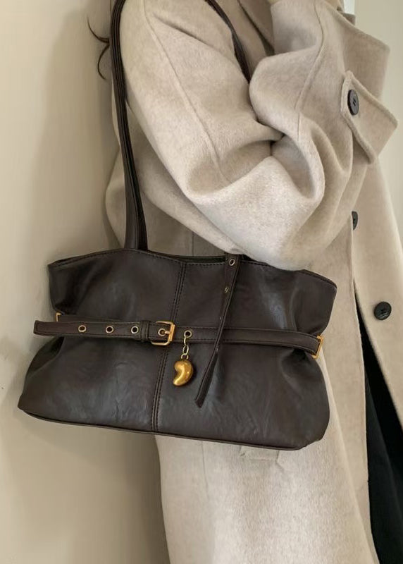 Style Black Solid Durable Faux Leather Women Shoulder Handbags