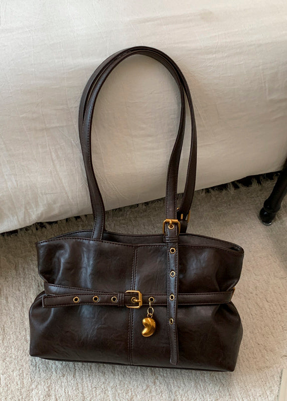 Style Black Solid Durable Faux Leather Women Shoulder Handbags