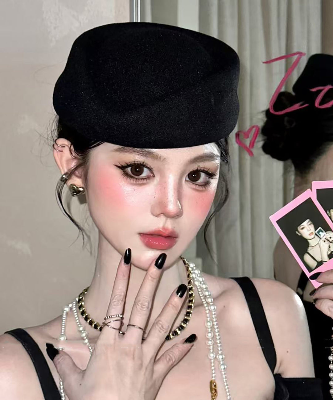 Style Black Woolen Beret Hat Hat