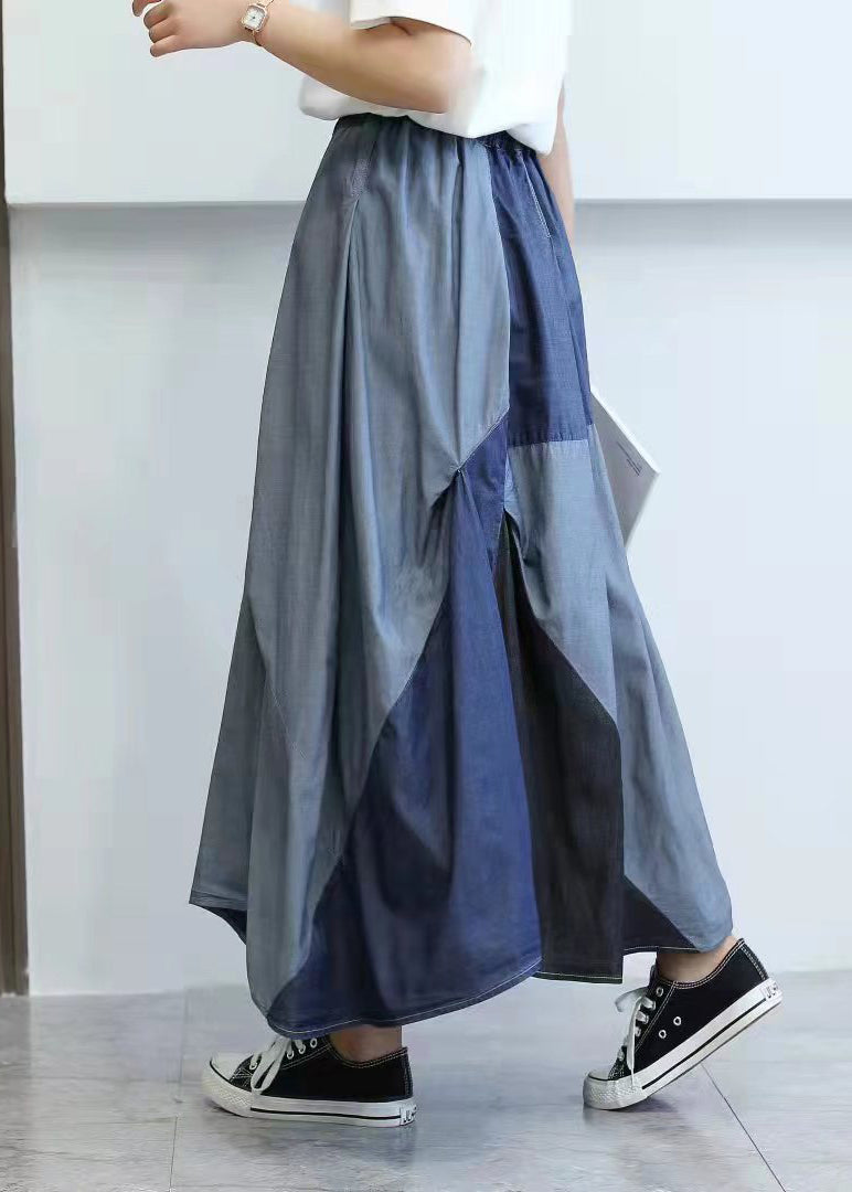 Style Blue Asymmetrical Patchwork Denim Skirts Summer